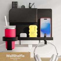 Organizador de parede Smallish WallShelfie Bedside Floating Prateleira preta