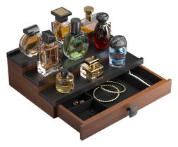 Organizador de perfume TIRYIUOU Suporte de colônia de madeira de 3 camadas