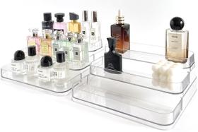 Organizador de perfumes Rusnugic, pacote com 2, prateleira de três camadas transparente Organizador de perfumes Rusnugic, pacote com 2, prateleira de três camadas transparente