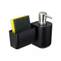 Organizador de Pia Arthi Preto com Cromado Porta Detergente E Esponja Bucha Preto Com Cromado Suspenso Preto Cromado Organizador de Pia Arthi Preto com Cromado Porta Detergente E Esponja Bucha Preto Com Cromado Suspenso Preto Cromado