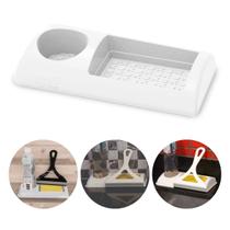 Organizador De Pia Suporte Porta Esponja Detergente 25cm Preto ou Branco de Plástico