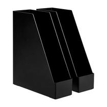 Organizador de plástico, porta-revistas, pacote com 12 Amazon Basics, preto