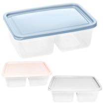 Organizador De Plastico Retangular Com 2 Divisoria 900Ml