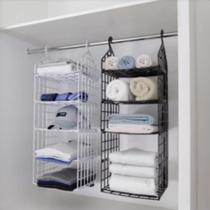 Organizador De Plastico Suspenso Dobravel Com 5 Niveis Preto