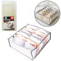 Organizador de poliester telado dobravel roupas intimas 6 divisorias 32x31,5x12,5cm