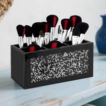 Organizador de porta-pincéis de maquiagem SHYFOY Black Glass 6 slots Organizador de porta-pincéis de maquiagem SHYFOY Black Glass 6 slots