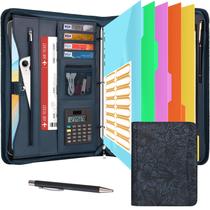 Organizador de portfólio Eshow 3 Ring Binder com zíper de material vegano