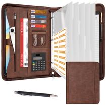 Organizador de portfólio Eshow Pasta com zíper de couro PU 33x26x2cm