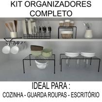 Kit Organizador Armário Cozinha Xícara Prato Panela DiCarlo 7 und. Branco