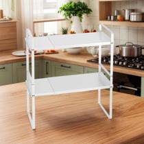 Organizador de prateleiras de armário KIKIBRO expansível de 80 kg branco, pacote com 2