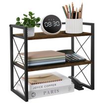 Organizador de prateleiras de mesa YINMIT Prateleiras de escritório de madeira de 2 camadas