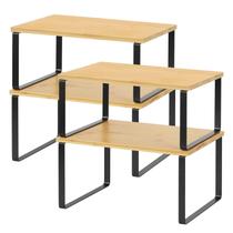 Organizador de prateleiras NEX, conjunto de armários e balcões de cozinha, 4 pretos/naturais
