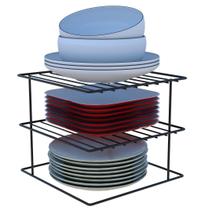 Organizador de Pratos Quadrado 3 Níveis Aço Carbono Cozinha Otimiza Espaço Aramado Organizador de Pratos Quadrado 3 Níveis Aço Carbono Cozinha Otimiza Espaço Aramado