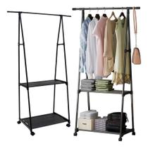 Organizador De Roupas Cabideiro Rack Estante Multiuso Preto