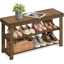 Organizador de sapateira de bambu Bench SONGMICS 29x90x45 cm