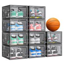 Organizador de sapatos caktraie Thicken Stackable, pacote com 10 unidades, preto