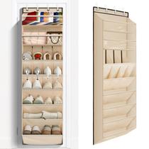 Organizador de sapatos FENTEC Over The Door 68 bolsos, 8 camadas, bege