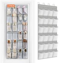 Organizador de sapatos FENTEC Over the Door, pendurado em 24 bolsos, cinza