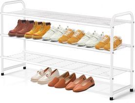 Organizador de Sapatos KEETDY 3 Camadas de Metal Branco 110x29x62cm Organizador de Sapatos KEETDY 3 Camadas de Metal Branco 110x29x62cm