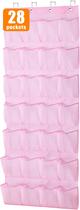 Organizador de sapatos MISSLO Kids Over the Door rosa com 28 bolsos