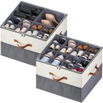 Organizador de sapatos MSTONAL Closet, pacote com 2, 16-32 pares de bege e cinza
