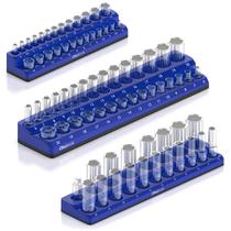 Organizador de Soquetes Magnéticos Olsa Tools - Kit de 3 Peças (Azul)