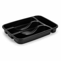 Organizador de Talheres 4 Divisórias para Gaveta Cozinha 3UD Branco ou Preto com Tampa Resistente Para Casa