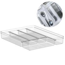Organizador de Talheres com 5 Divisórias para Gaveta Porta Talheres Transparente Ideal para Facas Garfos Colheres Utensílios Domésticos Cozinha Louça Organizador de Talheres com 5 Divisórias para Gaveta Porta Talheres Transparente Ideal para Facas Garfos Colheres Utensílios Domésticos Cozinha Louça