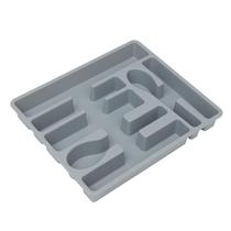 Organizador de Talheres Home Basics para Gavetas - Plástico Cinza