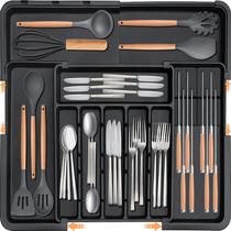 Organizador de talheres Homecor expansível com blocos de facas preto Organizador de talheres Homecor expansível com blocos de facas preto