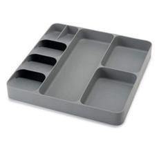 Organizador de Talheres para Gaveta - Bandeja Divisória de Plástico (Cinza-L)