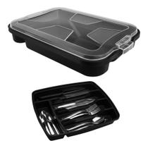 Organizador de Talheres para Gaveta Preto Porta Utensílios 5 divisórias Porta Utensílios para Gaveta de Cozinha Separador de talheres Organizador de Talheres para Gaveta Preto Porta Utensílios 5 divisórias Porta Utensílios para Gaveta de Cozinha Separador de talheres