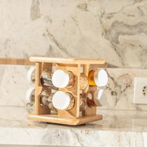 Organizador De Temperos Giratório 9 Pecas Keep Bambu