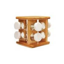 Organizador de Temperos Giratório Keep Bambu 9 Peças Ou