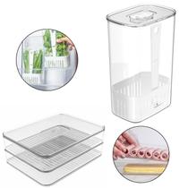 Organizador de Temperos OU 2,3L Porta Frios Duplo OU Clear Fresh Geladeira Kit 2 itens