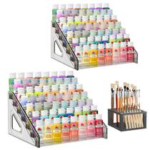 Organizador de tinta transparente Caddy YEXEXINM de 7 camadas cinza com suporte de pincel Organizador de tinta transparente Caddy YEXEXINM de 7 camadas cinza com suporte de pincel