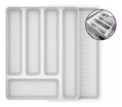 Organizador De Utensílios Com Extensor Cozinha Gaveta Branco