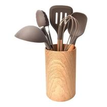 Organizador de utensílios de madeira em silicone 6 peças cinza kenya Organizador de utensílios de madeira em silicone 6 peças cinza kenya