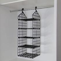 Organizador Desmontável De Pendurar Guarda Roupa E Armário 5 Níveis Preto Compacto Cabideiro Roupas