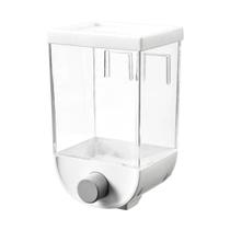 Organizador Dispenser 1000ml Transparente Branco Pote Dosador Cozinha Alimentos Parede Lavanderia Ração Pipoca Grãos Cereais Organização