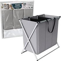 Organizador Dobrável de Roupas Sujas com 3 compartimentos, Cinza ORG0686 Euro Home Organizador Dobrável de Roupas Sujas com 3 compartimentos, Cinza ORG0686 Euro Home