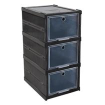 Organizador Dobrável Triplo Mulituso Empilhável Preto Arqplast 25889