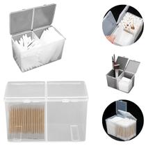 Organizador Duplo Porta Cotonetes Algodão Transparente 12cm