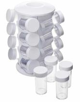Organizador e Porta Temperos ou Condimentos 16 Potes suporte giratório branco