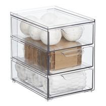 Organizador empilhável de plástico mDesign Lumiere com 3 gavetas Organizador empilhável de plástico mDesign Lumiere com 3 gavetas