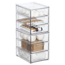 Organizador empilhável mDesign com 3 gavetas para banheiro, pacote com 2 Organizador empilhável mDesign com 3 gavetas para banheiro, pacote com 2