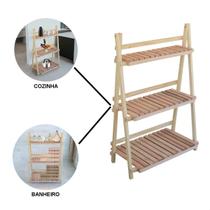 Organizador Estante Multiuso de Madeira Maciça Natural Organizador Estante Multiuso de Madeira Maciça Natural