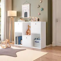 Organizador Estante para Quarto Infantil com 3 Caixas e 3 Nichos 74x30cm Mia Organizador Estante para Quarto Infantil com 3 Caixas e 3 Nichos 74x30cm Mia