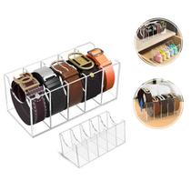 Organizador Expositor Porta Cintos Em Acrilico Com 5 Compartimentos