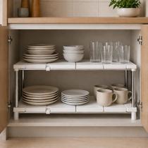 Organizador Extensível Multiuso para Armário Cozinha Sapateira Prateleira Retrátil Ajustável Aço Inox Suporta 50kg IWMABRU Organizador Extensível Multiuso para Armário Cozinha Sapateira Prateleira Retrátil Ajustável Aço Inox Suporta 50kg IWMABRU